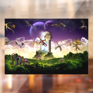 Magical Flying Dragons Window Cling