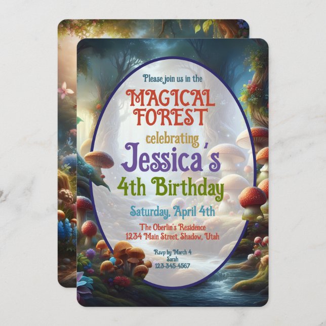 Magical Forest Birthday Party Invitation (Front/Back)