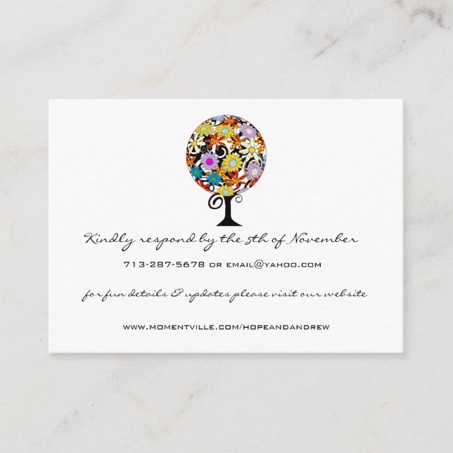 Magical Forest Circle of Love Flower Tree Wedding Enclosure Card (Front)