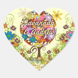 Magical Forest Circle of Love Flower Tree Wedding Heart Sticker