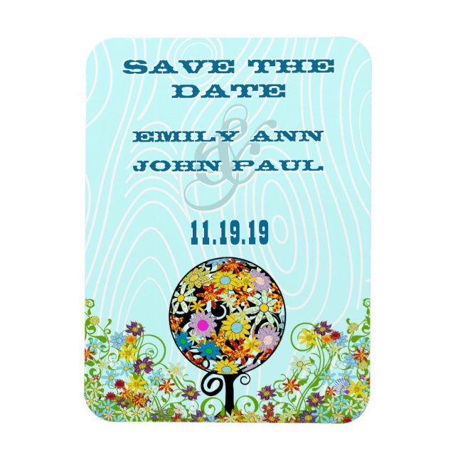 Magical Forest Circle of Love Flower Tree Wedding Magnet (Vertical)