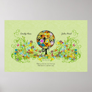 Magical Forest Circle of Love Flower Tree Wedding Poster