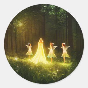 Magical Forest Elf & Fairies Fantasy Nature Classic Round Sticker