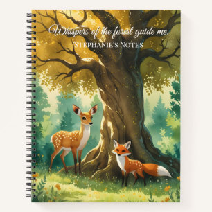 Magical Forest Golden Tree Deer Fox  Notebook
