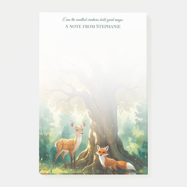 Magical Forest Golden Tree Deer Fox  Post-it Notes (Front)