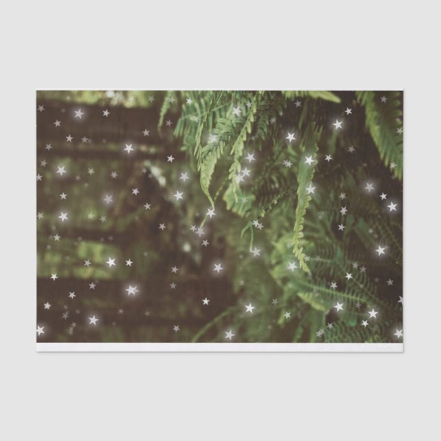 Magical forest green ferns star light tissue paper (Front)