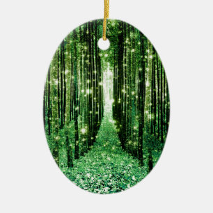 Magical Forest Green Mystery Ceramic Ornament