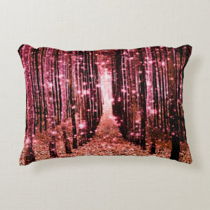 Magical Forest Peach Pink Decorative Pillow