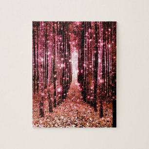 Magical Forest Peach Pink Jigsaw Puzzle