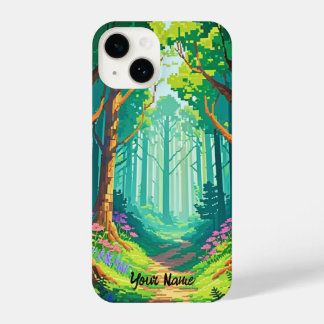 Magical Forest Pixel Art Personalized Name  iPhone 14 Case