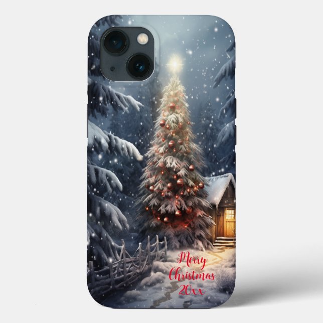 Magical Forest Snow Winter Merry Christmas Tree Case-Mate iPhone Case (Back)