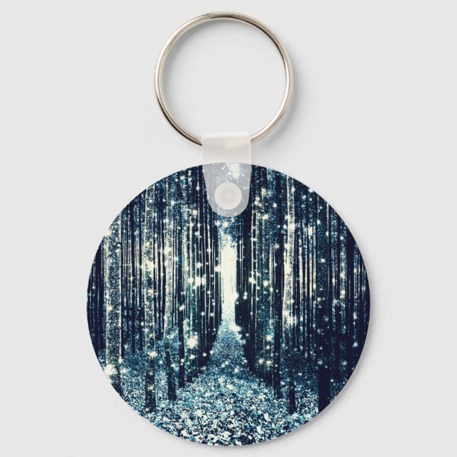 Magical Forest Teal Grey Elegance Keychain (Front)