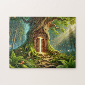 Magical Forest Tree Portal Moss Magic Doorway Jigsaw Puzzle