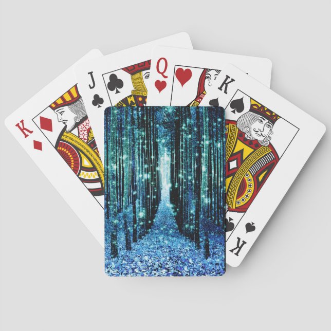 Magical Forest Turquoise Teal Playing Cards (Back)