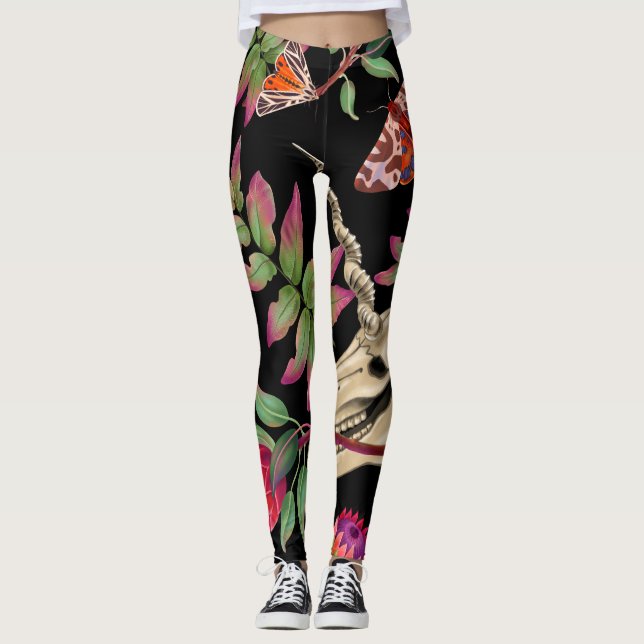 Magical Forest Unicorn Dark Pattern. Leggings (Front)