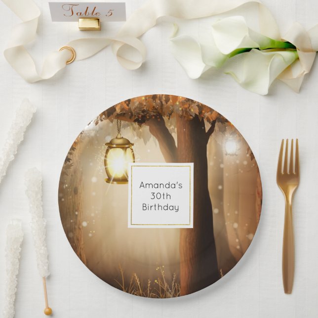 Magical Forest with Fairy Lights Birthday Paper Plate (Wedding)