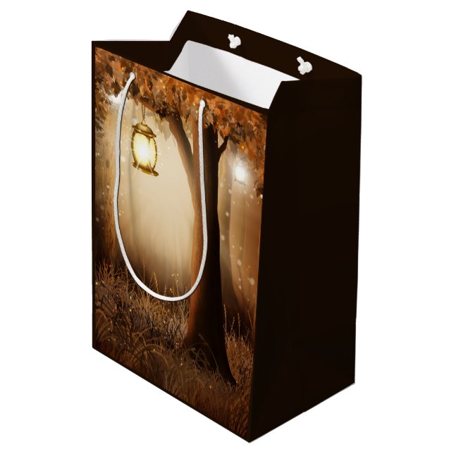 Magical Forest with Fairy Lights Medium Gift Bag (Back Angled)