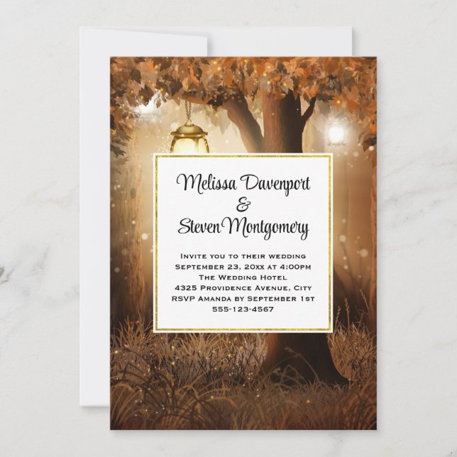 Magical Forest with Fairy Lights Wedding Invitation (Front)