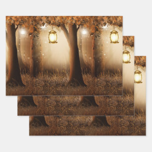 Magical Forest with Fairy Lights Wrapping Paper Sheet
