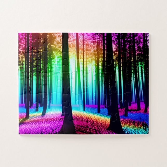 Magical Forest with Tree Silhouettes Jigsaw Puzzle (Horizontal)