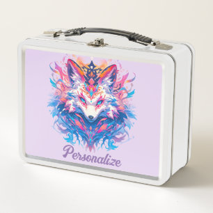 Magical Fox Colourful Personalized Cute Kids Metal Lunch Box