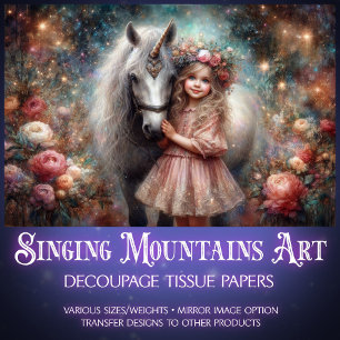 Magical Friendship Unicorn and Girl Decoupage Tissue Paper