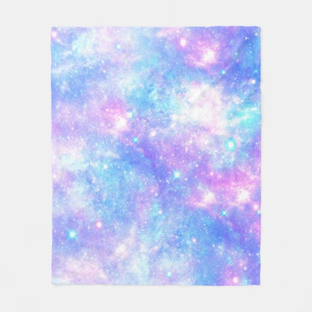 Magical Galaxy: Pink Blue Star Print Fleece Blanket (Front)