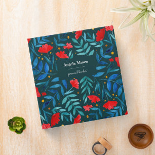 Magical garden - dark teal and red binder
