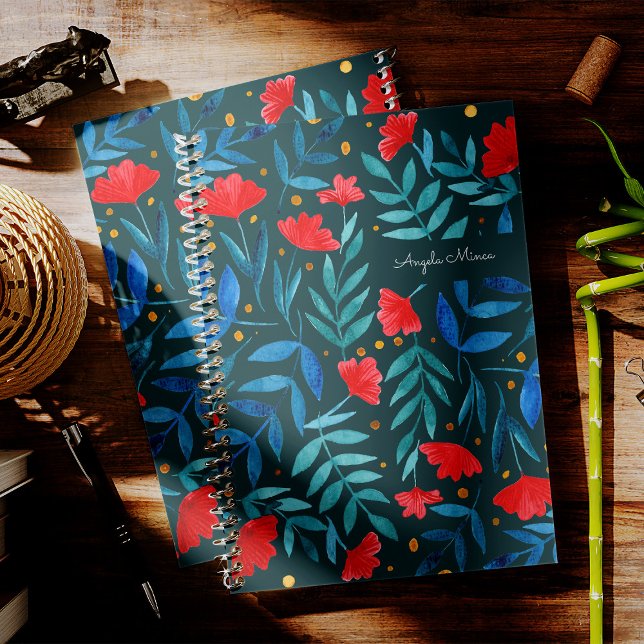 Magical garden - dark teal and red notebook (Creator Uploaded)