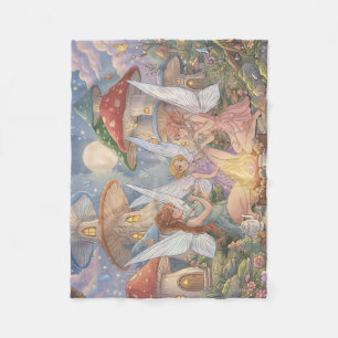 Magical Garden Fairies Picnicking Soft Throw Blank Fleece Blanket