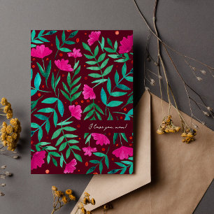 Magical garden - magenta and green I love you mom  Holiday Card