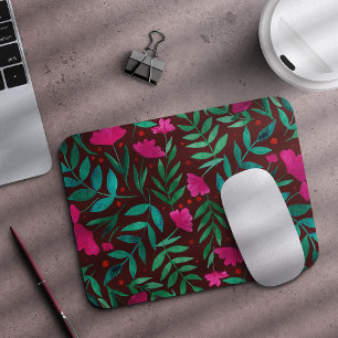 Magical garden magenta and green mouse pad
