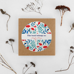 Magical garden - red and turquoise  classic round sticker