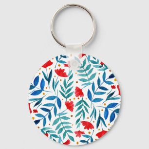 Magical garden - red and turquoise keychain