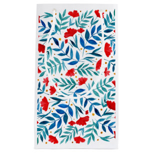 Magical garden - red and turquoise small gift bag