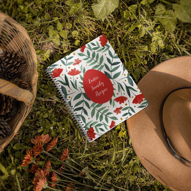 Magical garden watercolor flowers in red and green notebook (Creator Uploaded)