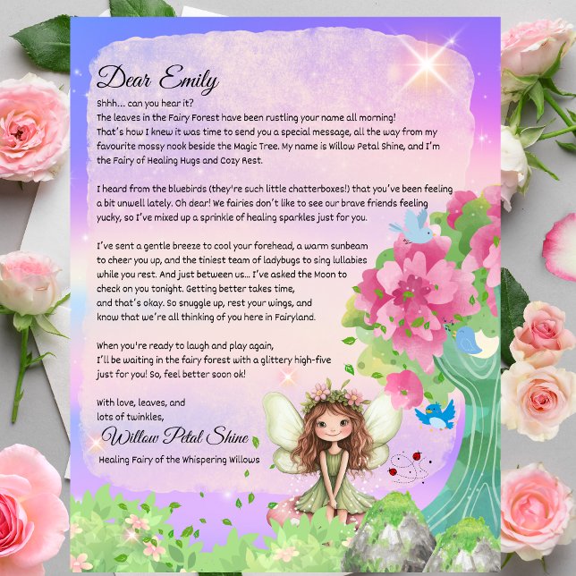 Magical Get Well Fairy Keepsake Letter For Kids (Get Well Soon Fairy Letter – Beautiful Healing Personalized Letter from Willow Petal Shine  )