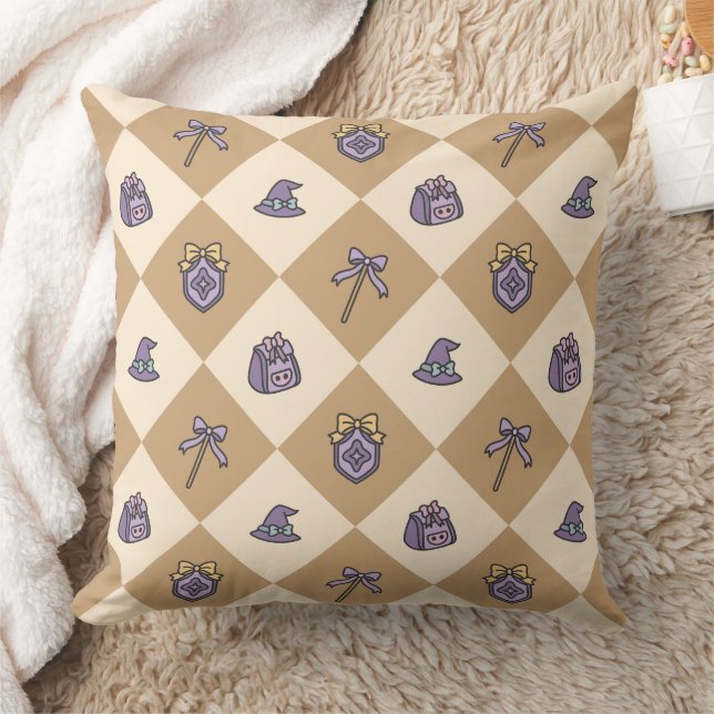 Magical Girl Gold Checkered Throw Pillow (Blanket)