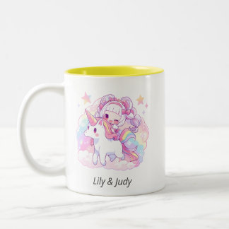 magical girl riding unicorn | Japanese Anime Two-Tone Coffee Mug