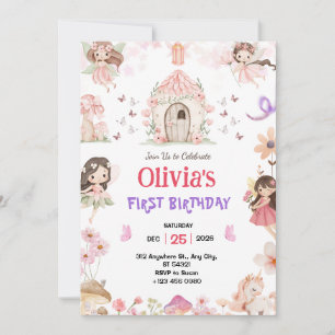Magical Girls Fairy 1st Birthday Invitation