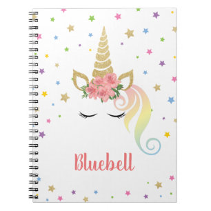Magical Girly Unicorn & Stars Personalized Notebook