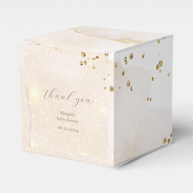 Magical Glitter Abstract Baby Shower Monogram Favor Box (Front Side)
