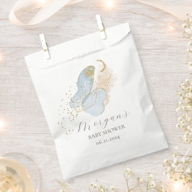 Magical Glitter Abstract Baby Shower Monogram Favour Bag (Clipped)