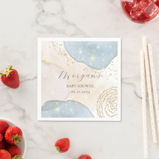 Magical Glitter Abstract Baby Shower Monogram Napkin