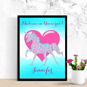 Magical Glitter Unicorn Personalized Poster