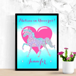 Magical Glitter Unicorn Personalized Poster
