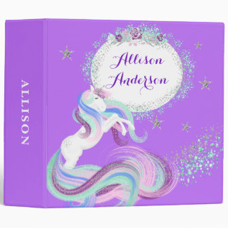 Magical Glittery Stars Unicorn School Binder