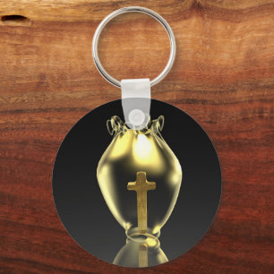 Magical glowing chalice in the church.personalized keychain