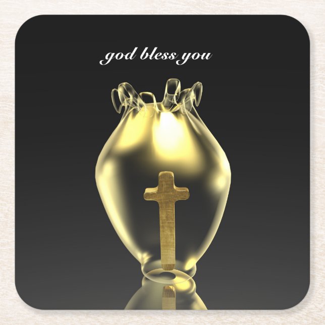 Magical glowing chalice in the church.personalized square paper coaster (Front)