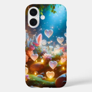 Magical Glowing Flowers Heart Garden  iPhone 16 Case